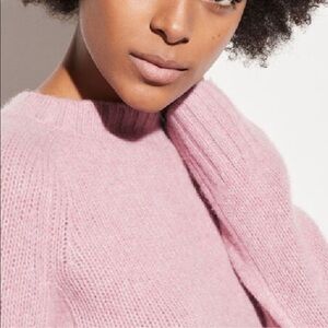 Vince Pink Fuzzy Knit Crewneck Sweater
